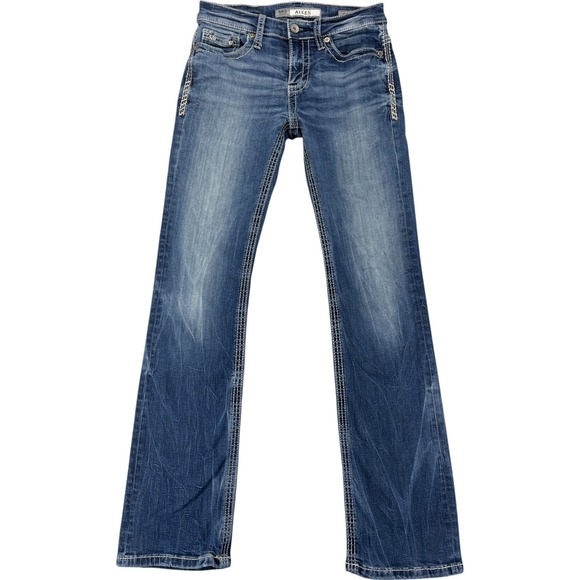 BKE Denim - BKE Aiden Jeans Women's 28R Bootcut Mid Rise Stretch Whiskered Dark Wash Denim